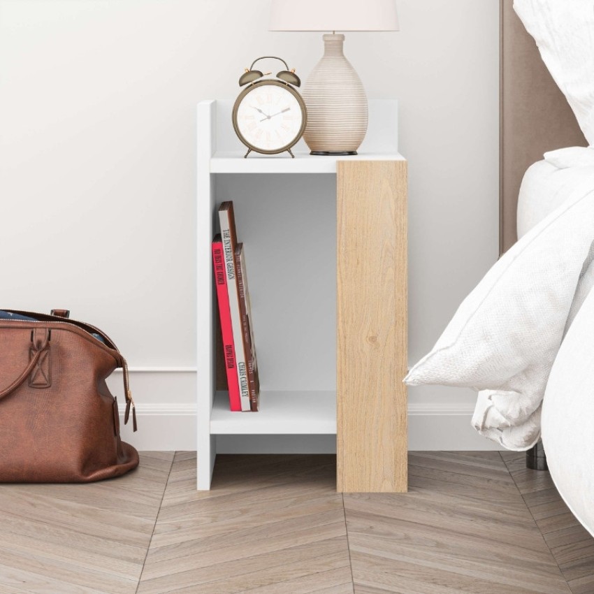 Κομοδίνο Elos χρώμα λευκό - saphhire oak 30x31,7x55εκ.