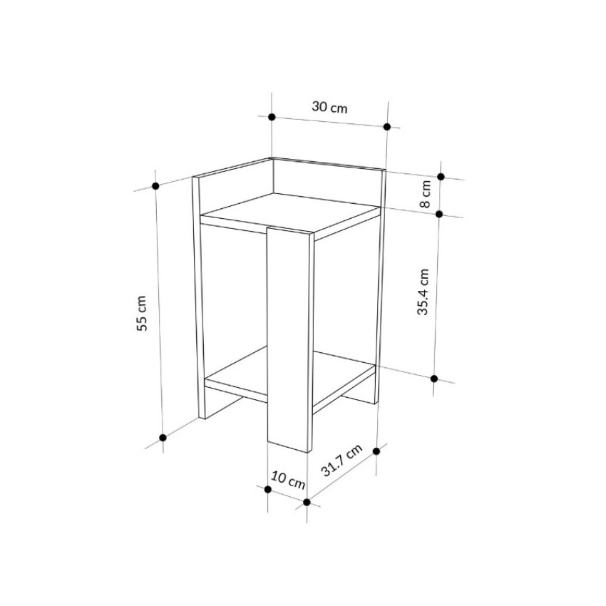 Κομοδίνο Elos χρώμα λευκό - saphhire oak 30x31,7x55εκ.