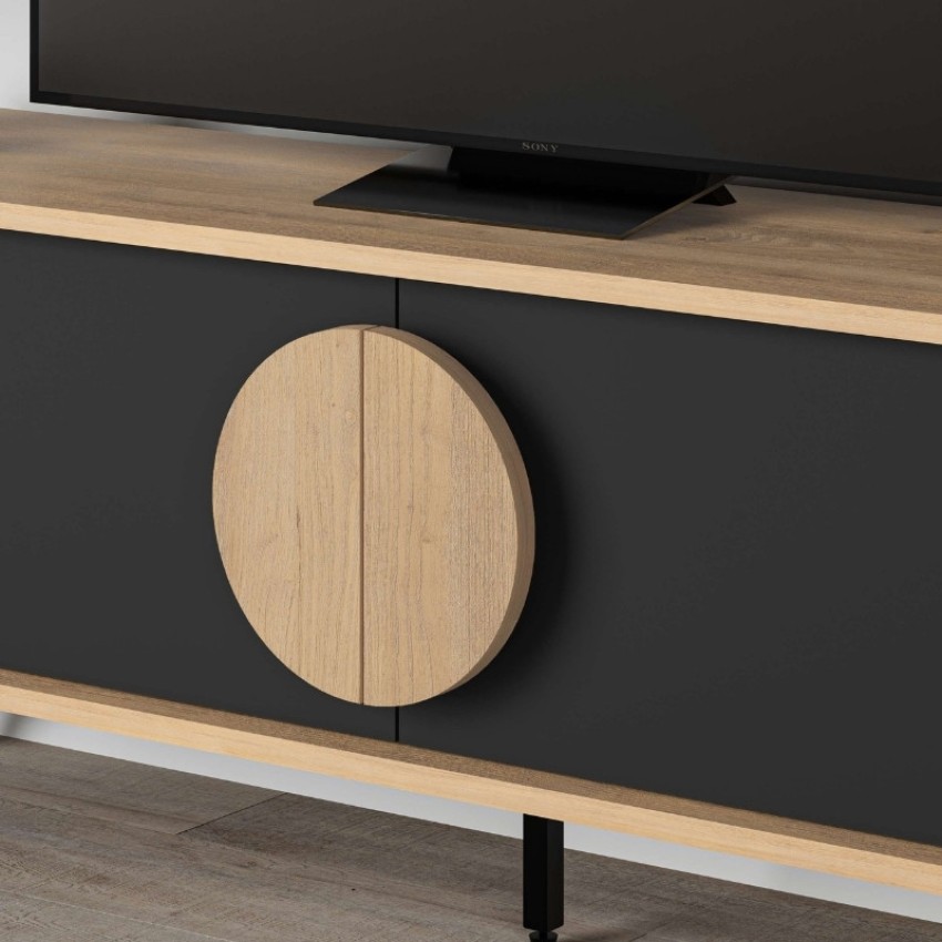 Έπιπλο τηλεόρασης Gora χρώμα sapphire oak - silky black 140x35,6x51εκ.