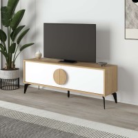 Έπιπλο τηλεόρασης Gora χρώμα sapphire oak - λευκό 140x35,6x51εκ.