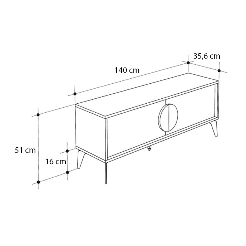 Έπιπλο τηλεόρασης Gora χρώμα sapphire oak - λευκό 140x35,6x51εκ.