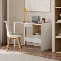 Γραφείο εργασίας Cubo χρώμα λευκό - sapphire oak 110x50x75εκ.