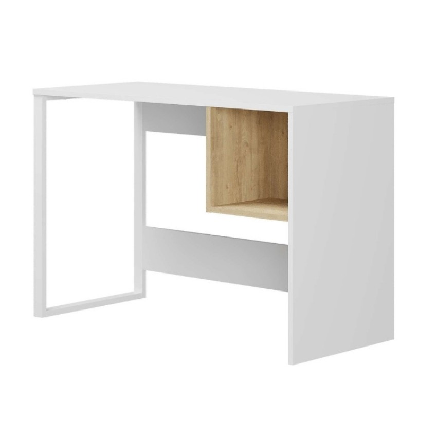 Γραφείο εργασίας Cubo χρώμα λευκό - sapphire oak 110x50x75εκ.