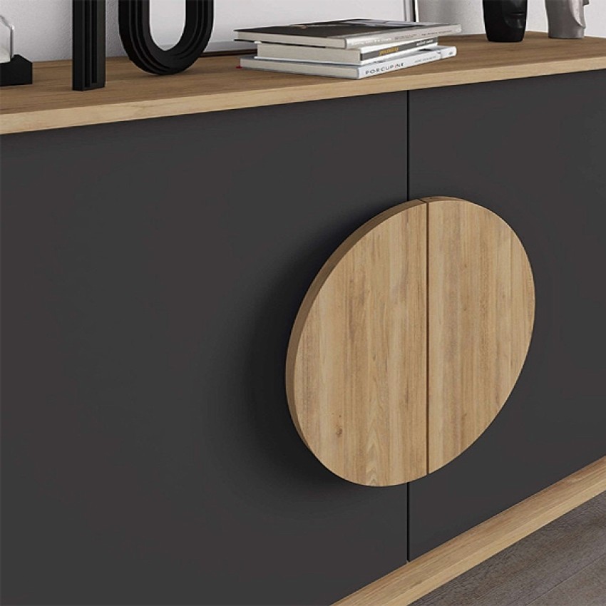 Μπουφές Gora χρώμα sapphire oak - silky black 180x40x82εκ.