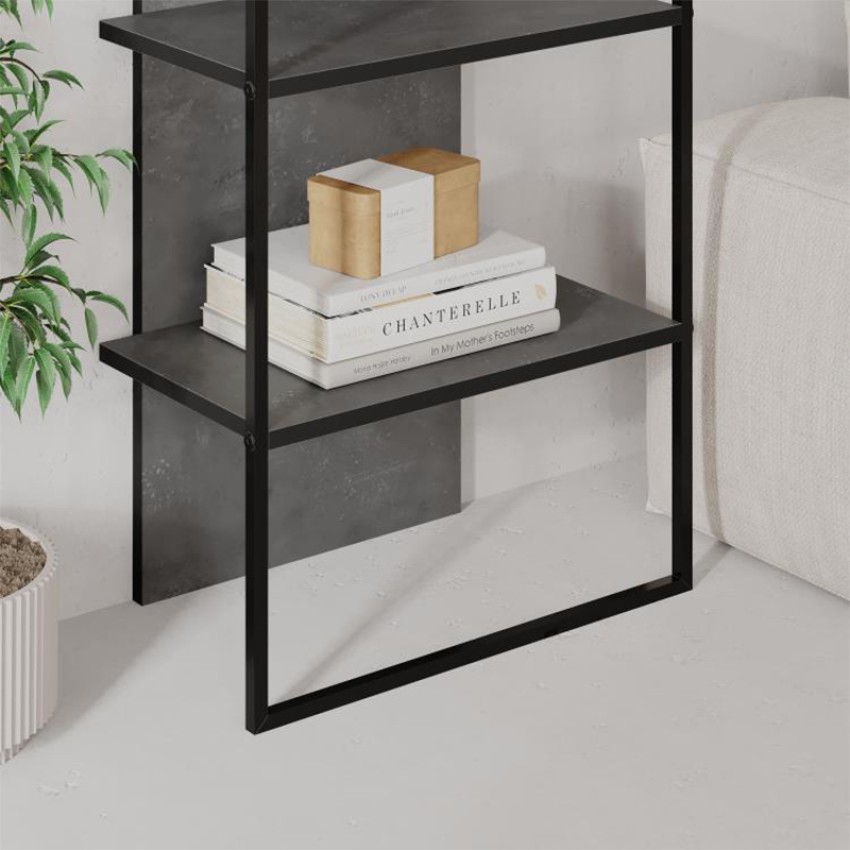 Βιβλιοθήκη Archy χρώμα γκρι ρετρό 53x31,7x180εκ.