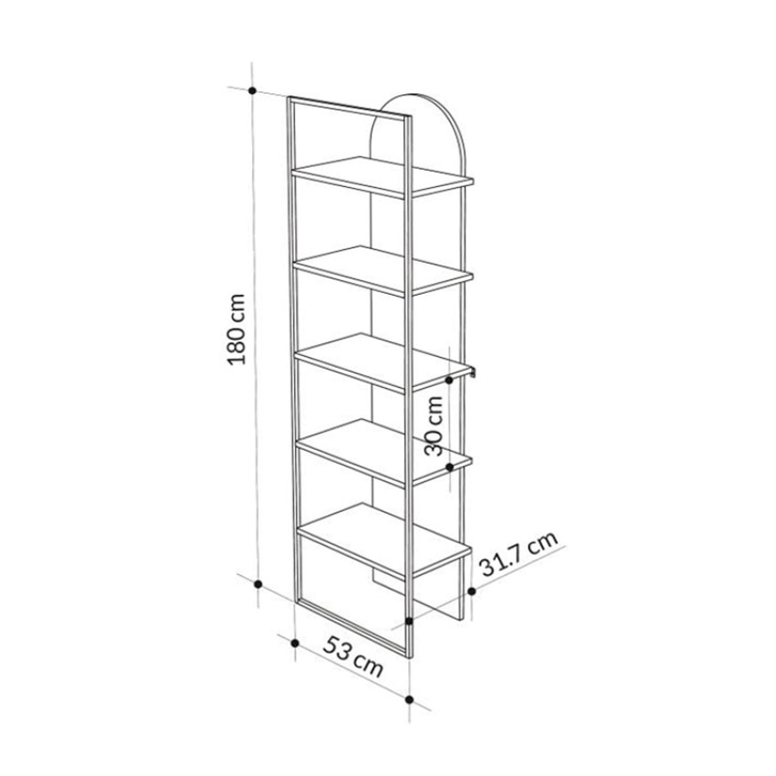 Βιβλιοθήκη Archy χρώμα ανοιχτό καρυδί 53x31,7x180εκ.