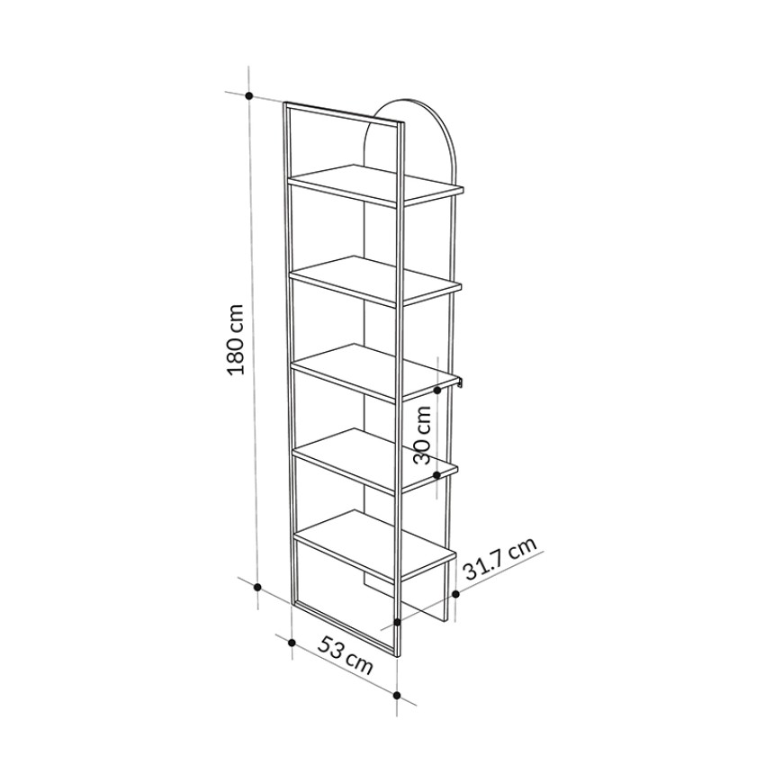 Βιβλιοθήκη Archy χρώμα ανοιχτό καρυδί 53x31,7x180εκ.