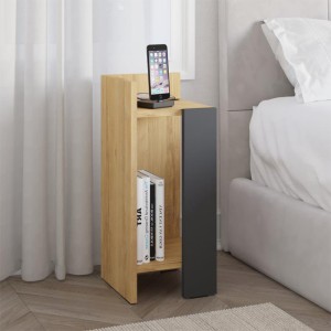 Κομοδίνο Elos αριστερό χρώμα sapphire oak - ανθρακί 25x27x60εκ.