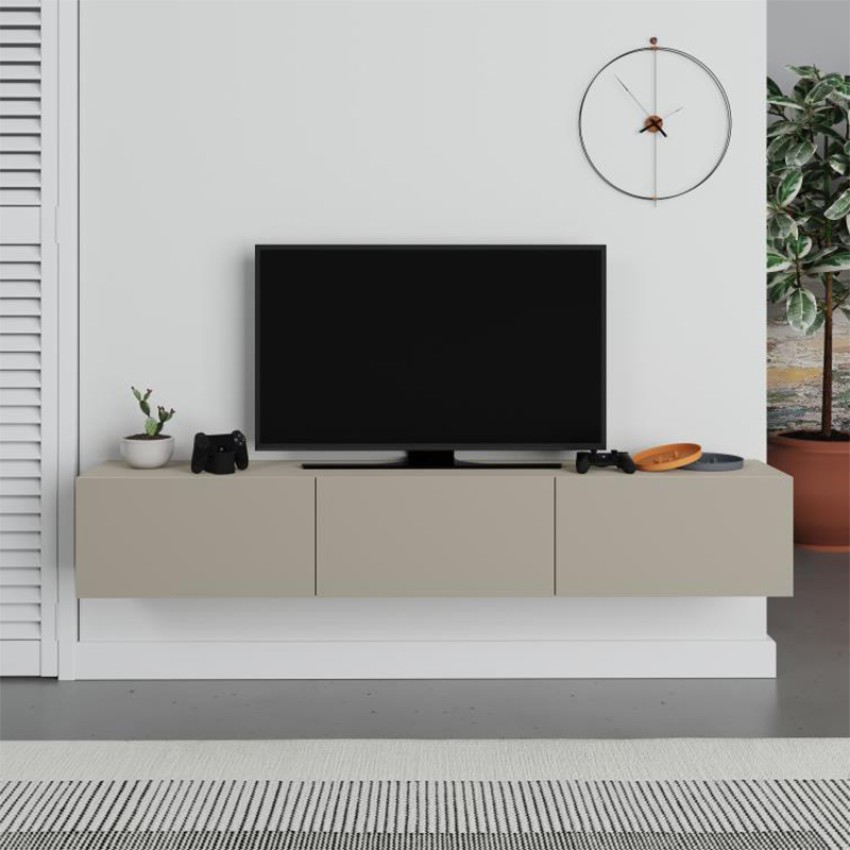 Έπιπλο τηλεόρασης επιτοίχιο Francy χρώμα sandstone 180x30x30εκ.