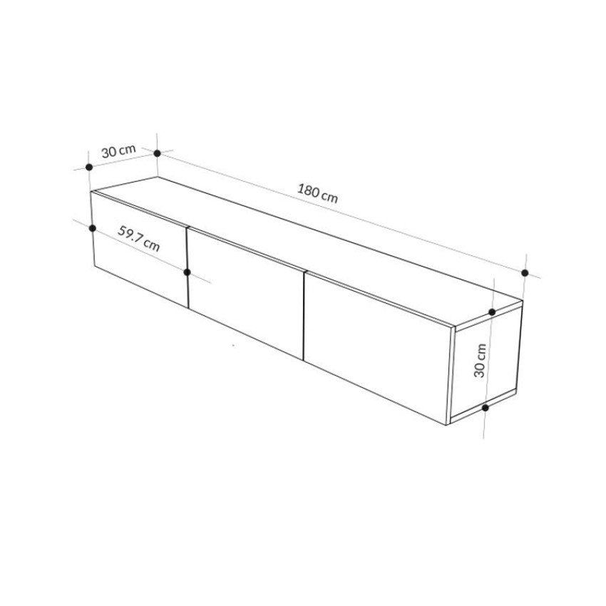 Έπιπλο τηλεόρασης επιτοίχιο Francy χρώμα ash green 180x30x30εκ.