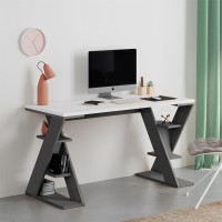 Γραφείο εργασίας Papillon χρώμα ανθρακί - λευκό 137x60x75εκ