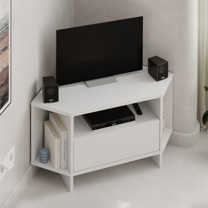 Έπιπλο τηλεόρασης γωνιακό Viva χρώμα λευκό 95,7x35,4x45εκ.