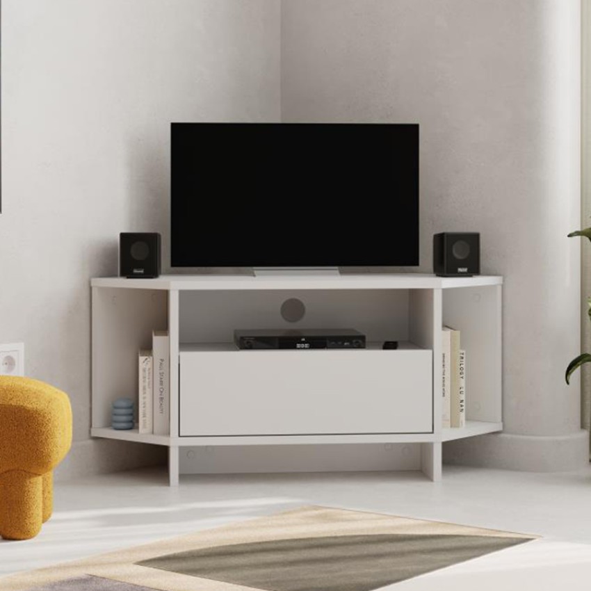 Έπιπλο τηλεόρασης γωνιακό Viva χρώμα λευκό 95,7x35,4x45εκ.