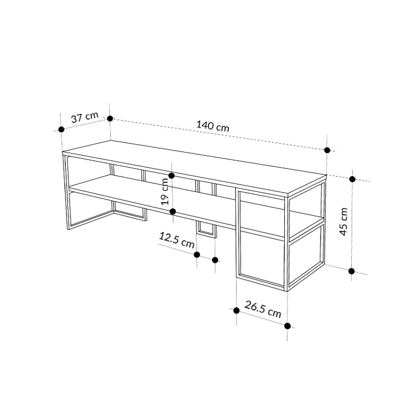 Έπιπλο τηλεόρασης Friday χρώμα black wood 140x37x45εκ.