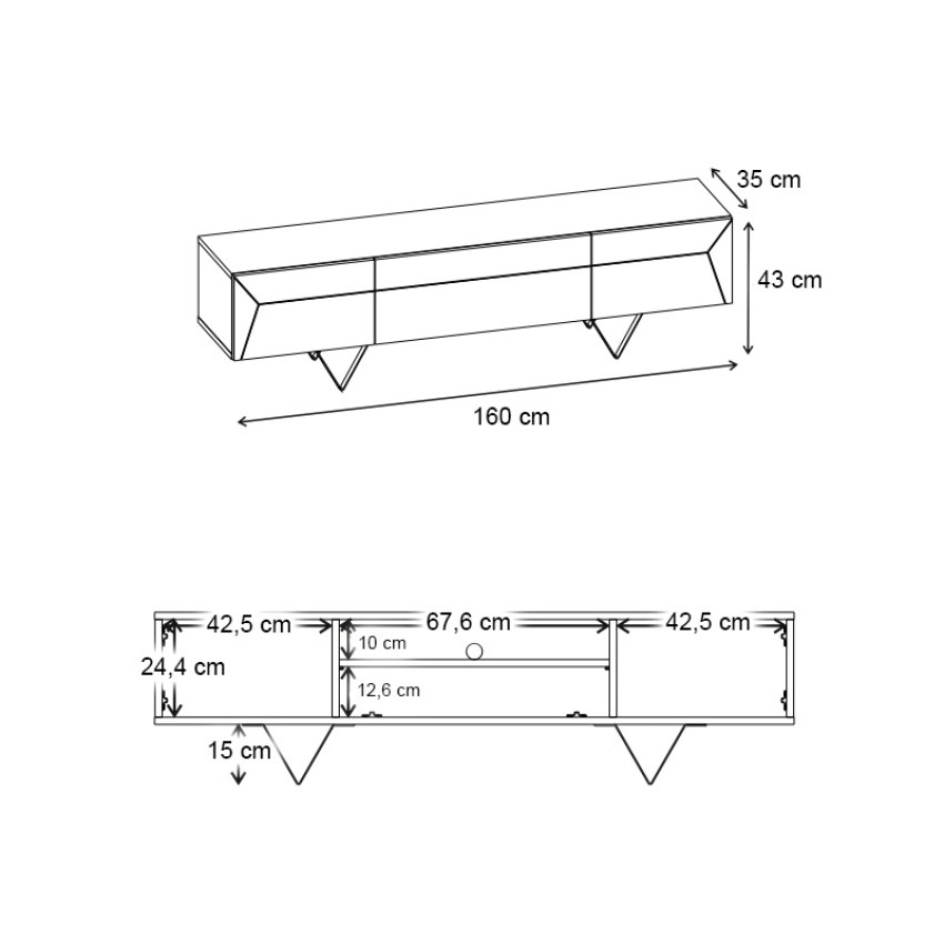 Έπιπλο τηλεόρασης Jacomen χρώμα sapphire oak 160x35x43εκ.