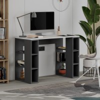 Γραφείο εργασίας Colmar χρώμα ανθρακί - λευκό 106x50x75εκ.