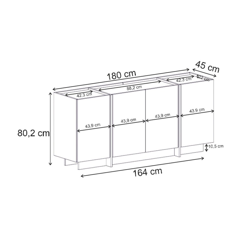 Μπουφές Dorma Travertine 180x45x80,2 εκ.