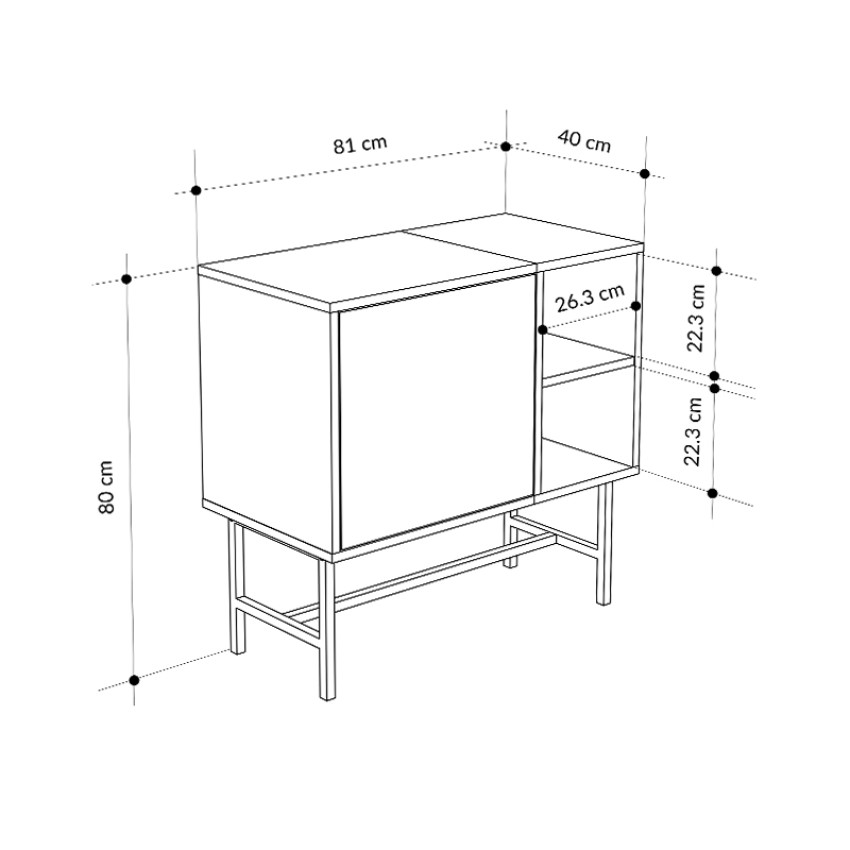 Compact Μπουφές με Μεταλλικά Πόδια και Modern Design