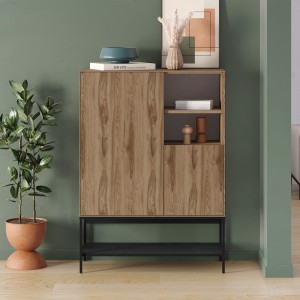 Μπουφές Amira Ψηλός Καρυδί Ud - Black Wood 90x40x125 εκ.