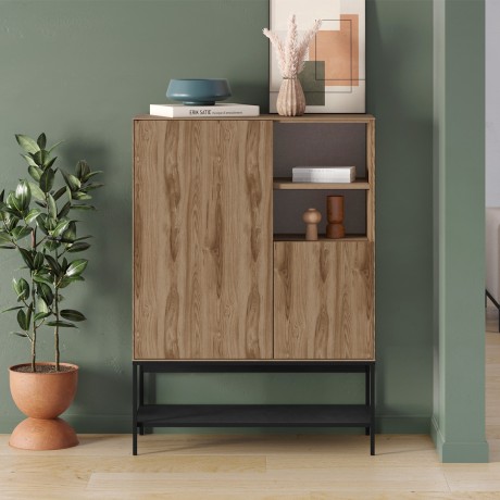 Μπουφές Amira Ψηλός Καρυδί Ud - Black Wood 90x40x125 εκ.