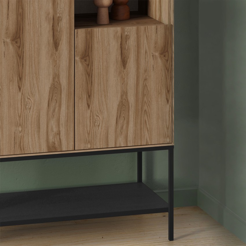 Μπουφές Amira Ψηλός Καρυδί Ud - Black Wood 90x40x125 εκ.