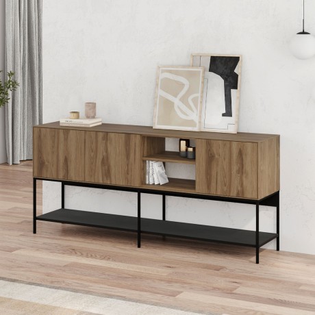 Μπουφές Amira Καρυδί Ud - Black Wood 180x40x80 εκ.