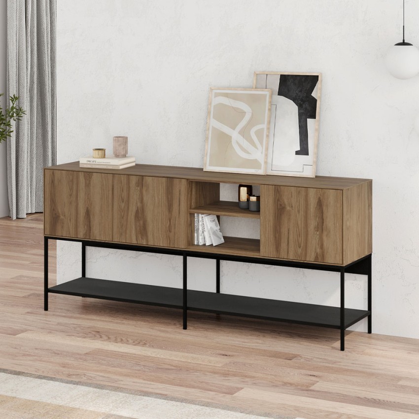 Μπουφές Amira Καρυδί Ud - Black Wood 180x40x80 εκ.