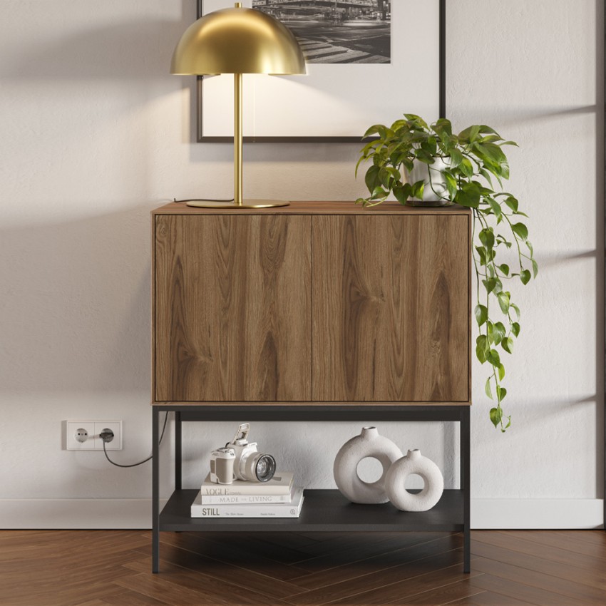 Μπουφές Amira Καρυδί Ud - Black Wood 80x40x90 εκ.