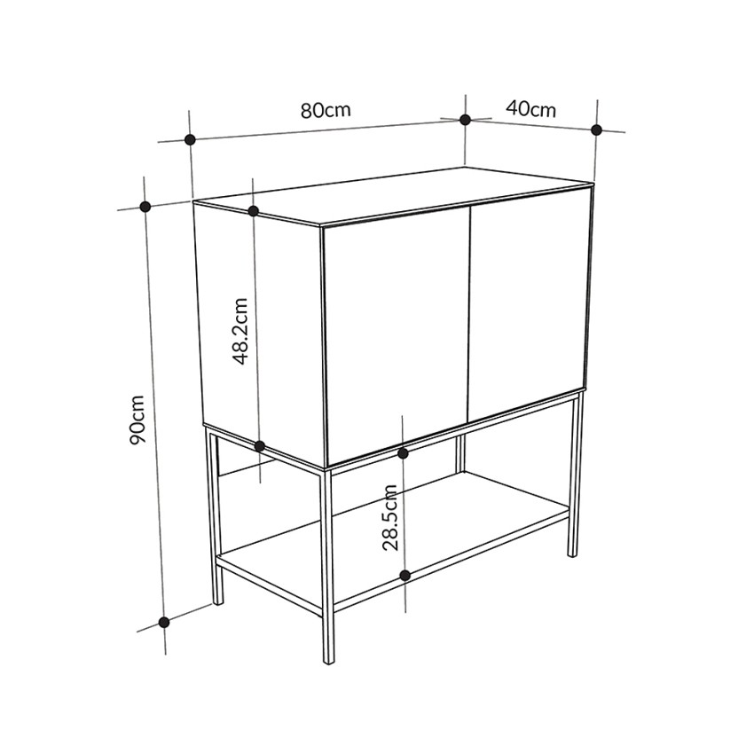 Μπουφές Amira Καρυδί Ud - Black Wood 80x40x90 εκ.