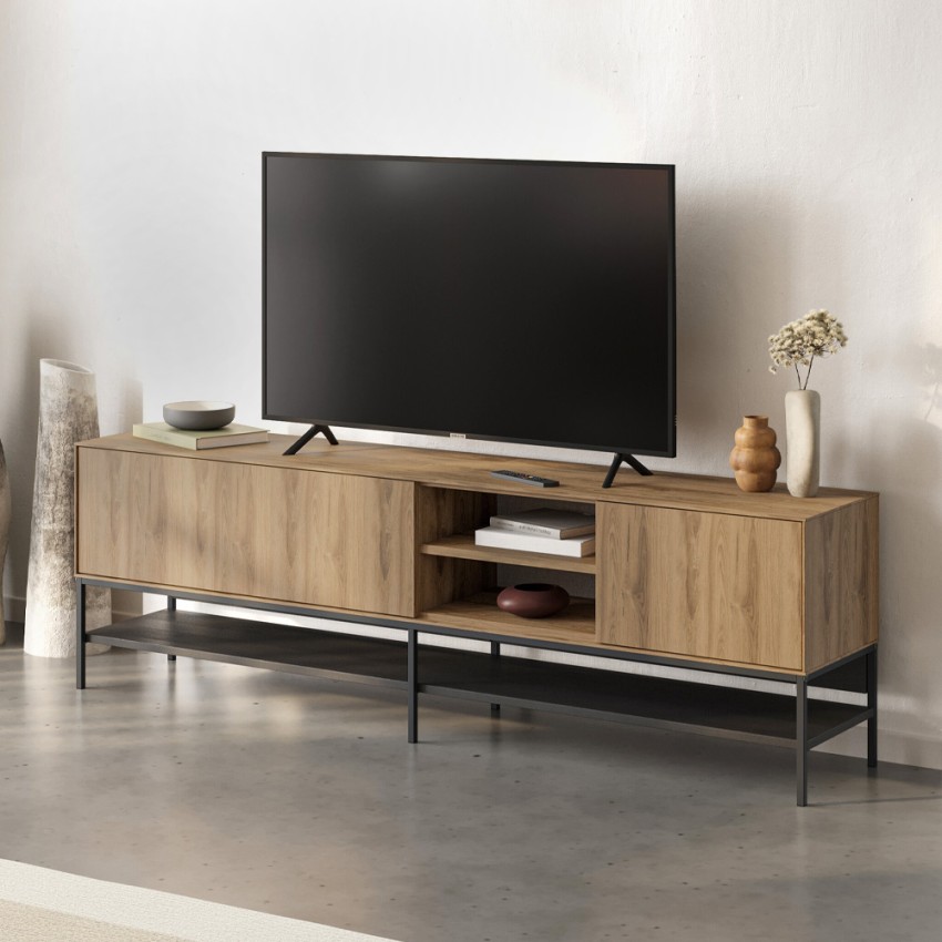Έπιπλο Τηλεόρασης Amira Καρυδί UD - Black Wood 180x35x55εκ.