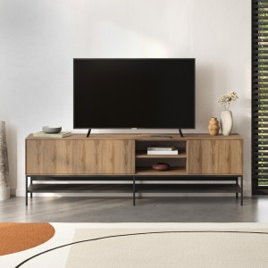 Έπιπλο Τηλεόρασης Amira Καρυδί UD - Black Wood 180x35x55εκ.
