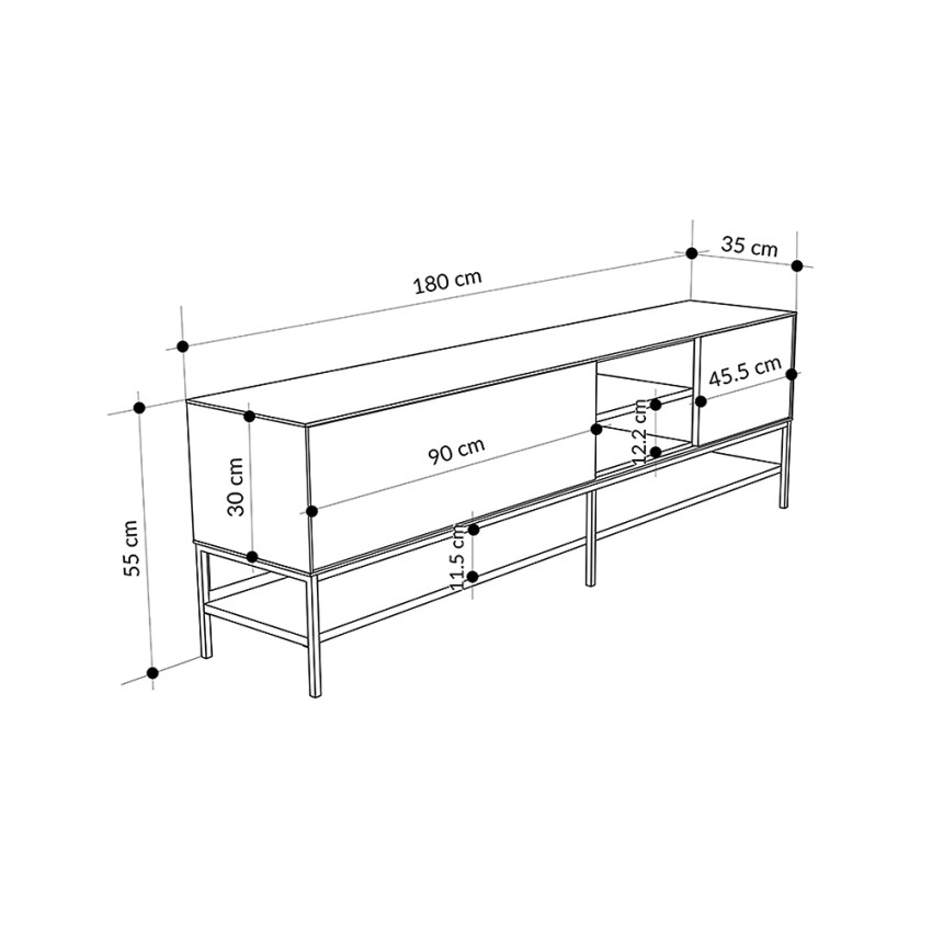 Έπιπλο Τηλεόρασης Amira Καρυδί UD - Black Wood 180x35x55εκ.