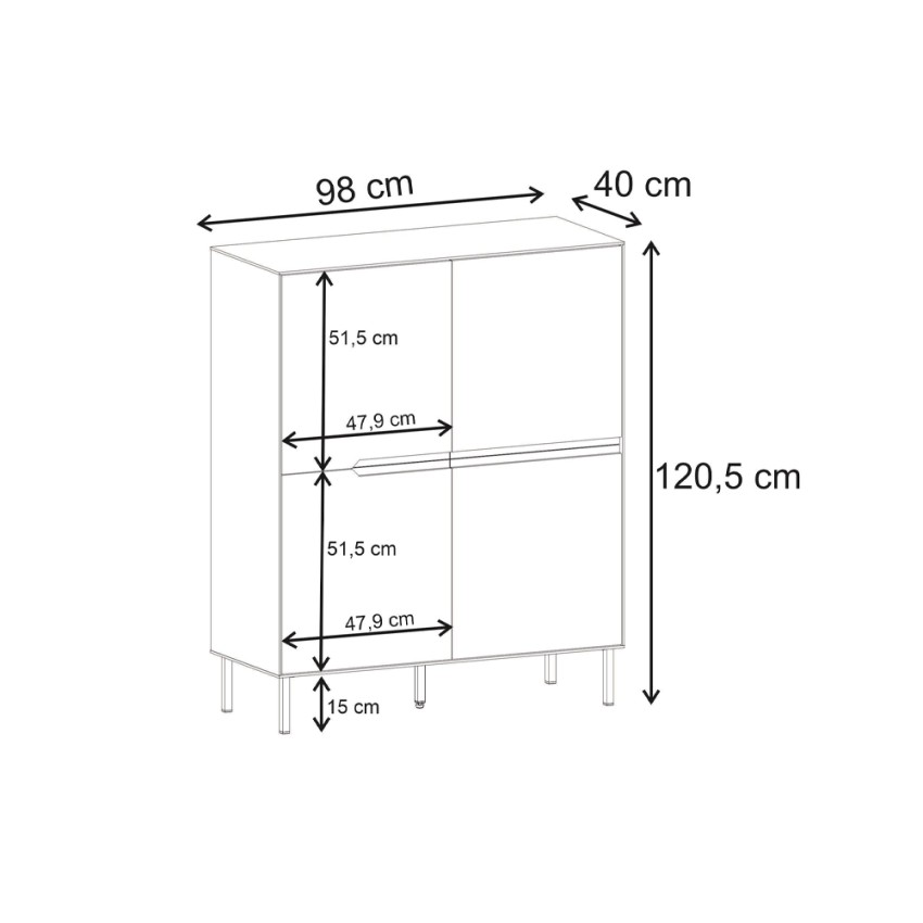 Μπουφές Arch Ψηλός Sandstone - Καρυδί Ud 98x40x120,5 εκ.