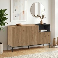 Μπουφές Cailin Sepet Oak - Black Wood 140x41,8x80 εκ.