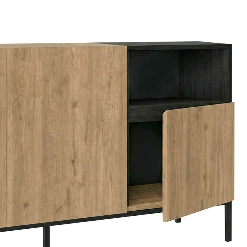 Μπουφές Cailin Sepet Oak - Black Wood 140x41,8x80 εκ.