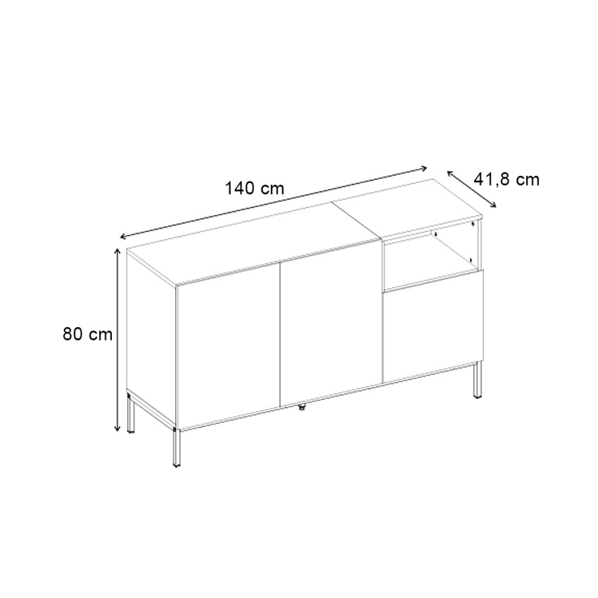 Μπουφές Cailin Sepet Oak - Black Wood 140x41,8x80 εκ.
