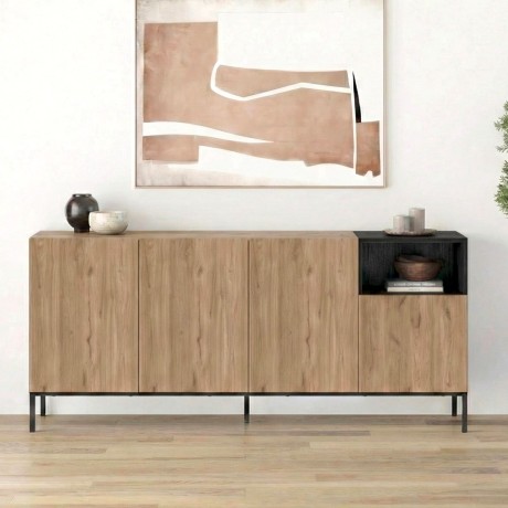 Μπουφές Cailin Sepet Oak - Black Wood 180x41,8x80 εκ.