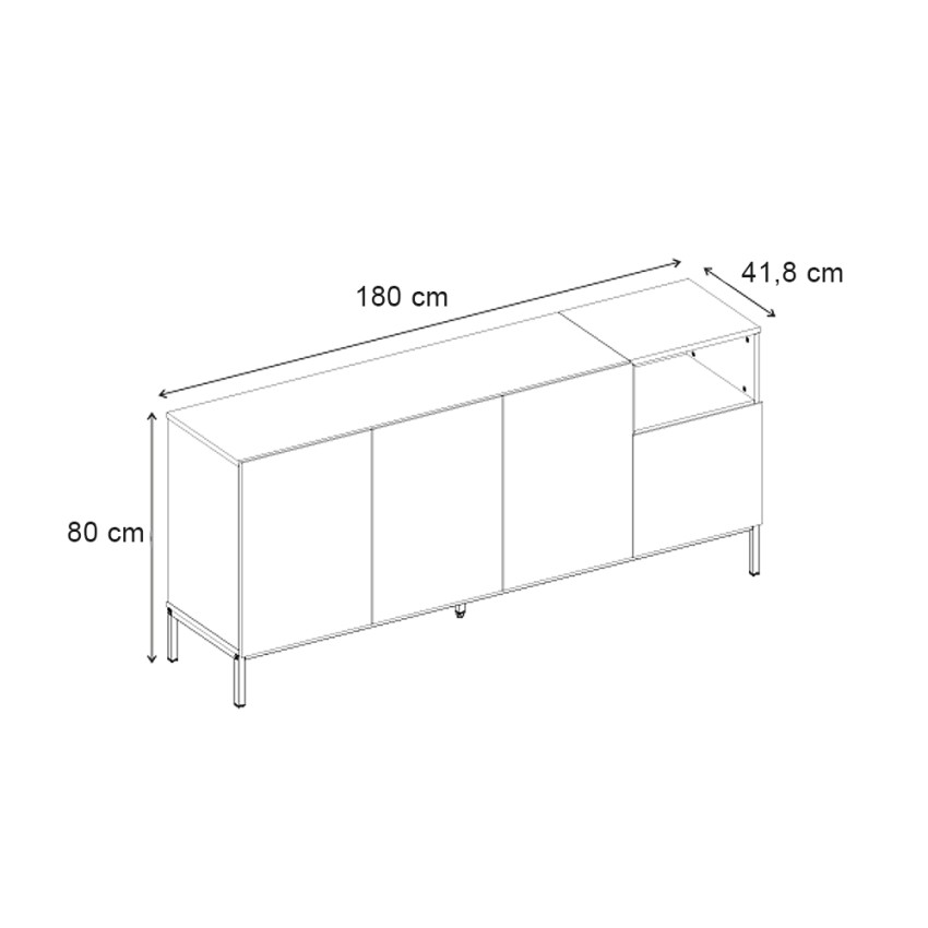 Μπουφές Cailin Sepet Oak - Black Wood 180x41,8x80 εκ.