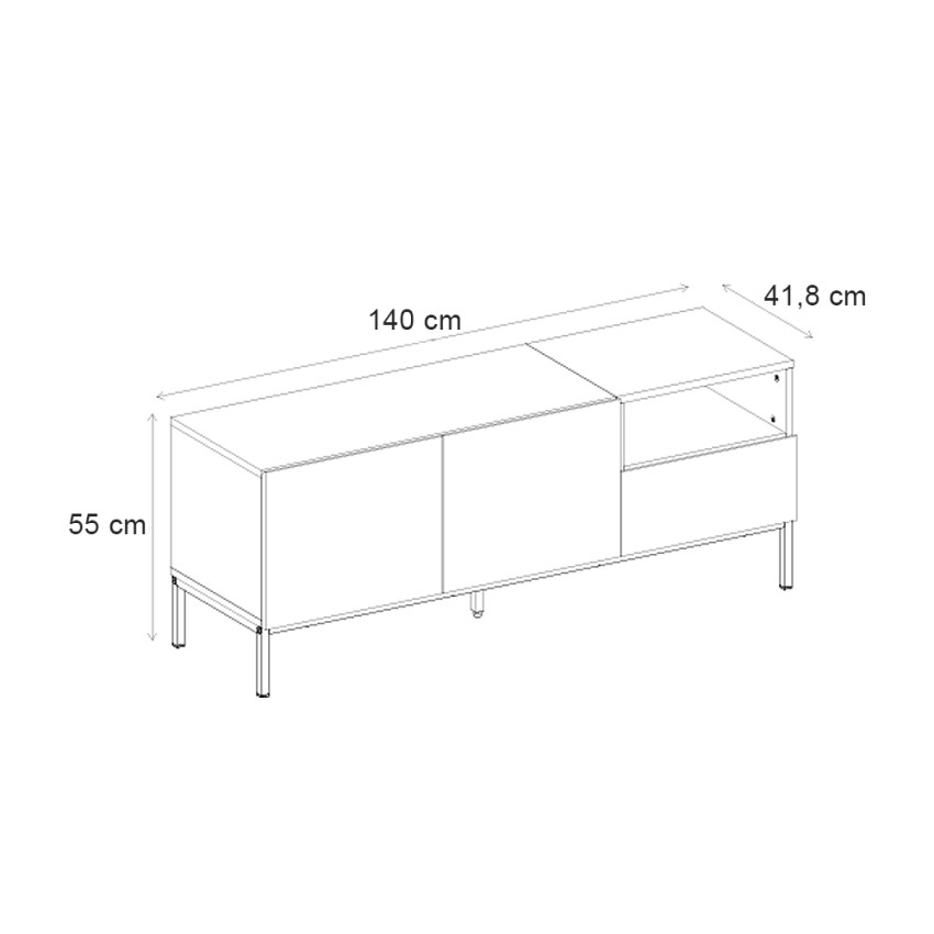 Έπιπλο τηλεόρασης Cailin χρώμα sepet oak - black wood 140x41,8x55εκ.