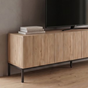 Έπιπλο τηλεόρασης Cailin χρώμα sepet oak - black wood 180x41,8x55εκ.