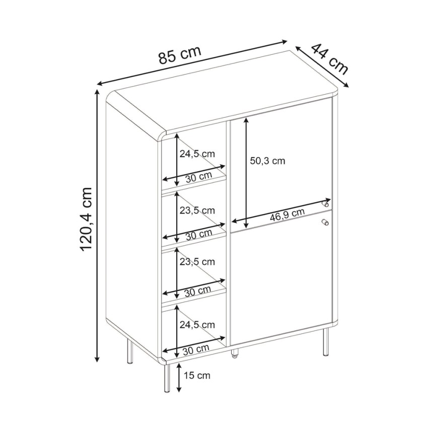 Μπουφές Colia Ψηλός Sepet Oak 85x44x120,4 εκ.