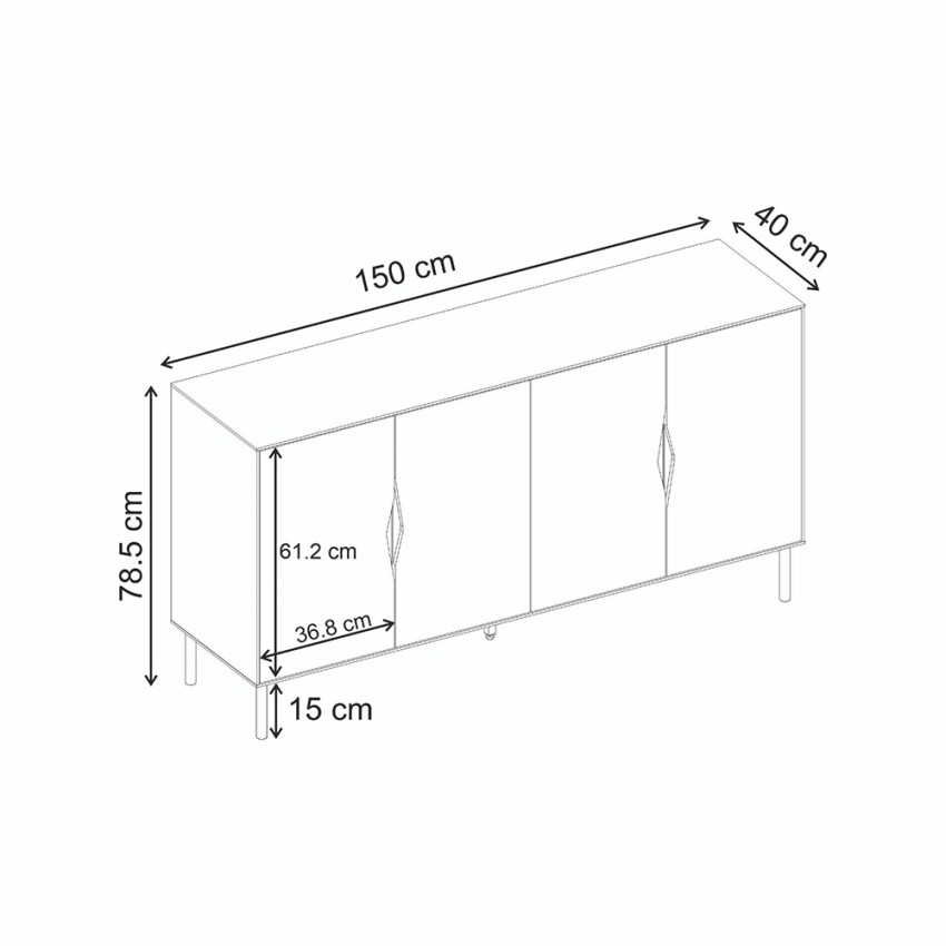 Μπουφές Marquise χρώμα sandstone 150x40x78,5εκ.