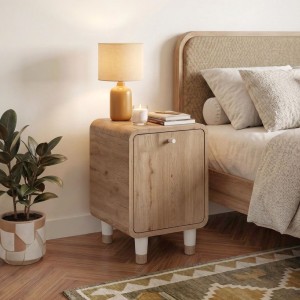 Κομοδίνο Doro Sepet Oak με Curved Design 35,3x34x51εκ.