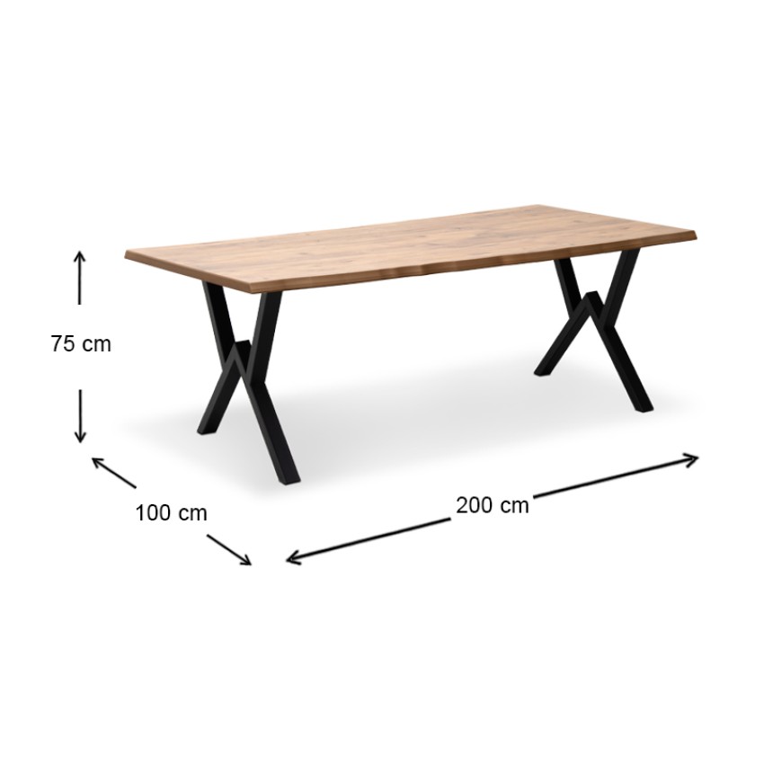 Τραπέζι Walter Mdf - μεταλλικό χρώμα ακακίας 200x100x75εκ.