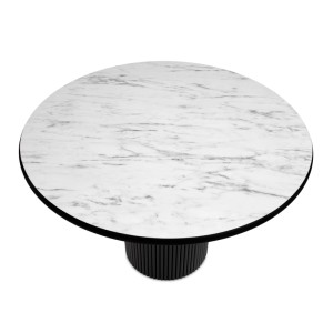 Τραπέζι Borno χρώμα μαύρο - λευκό εφέ μαρμάρου Ø115x79 εκ.