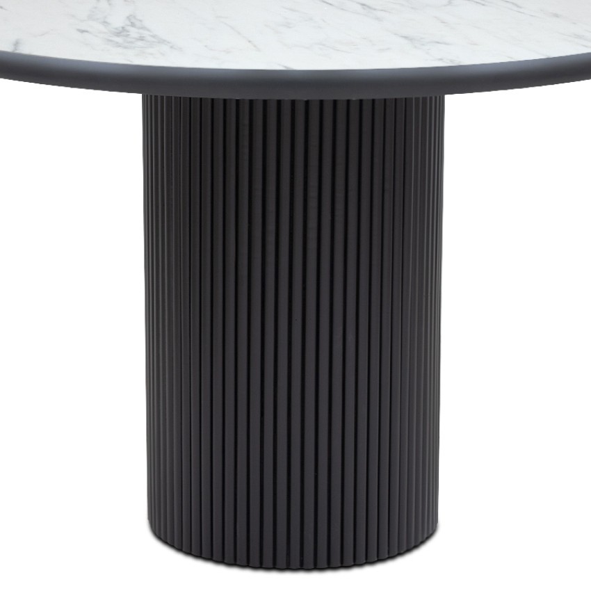 Τραπέζι Borno χρώμα μαύρο - λευκό εφέ μαρμάρου Ø115x79 εκ.