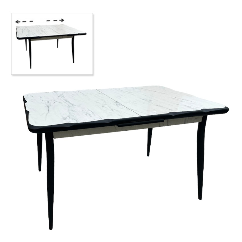 Τραπέζι Karen επεκτεινόμενο χρώμα λευκό - μαύρο 130/160x80x75εκ. Τραπέζι Karen επεκτεινόμενο χρώμα λευκό - μαύρο 130/160x80x75εκ.
