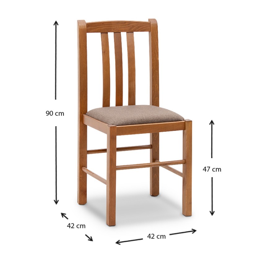 Καρέκλα τραπεζαρίας Derry από μασίφ ξύλο οξιάς χρώμα καρυδί 42x42x90εκ.