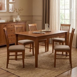 Καρέκλα τραπεζαρίας Francis από μασίφ ξύλο οξιάς χρώμα καρυδί 48x42x96εκ.