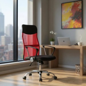 Καρέκλα γραφείου Marco με ύφασμα Mesh χρώμα κόκκινο - μαύρο 62x59x110/120εκ.